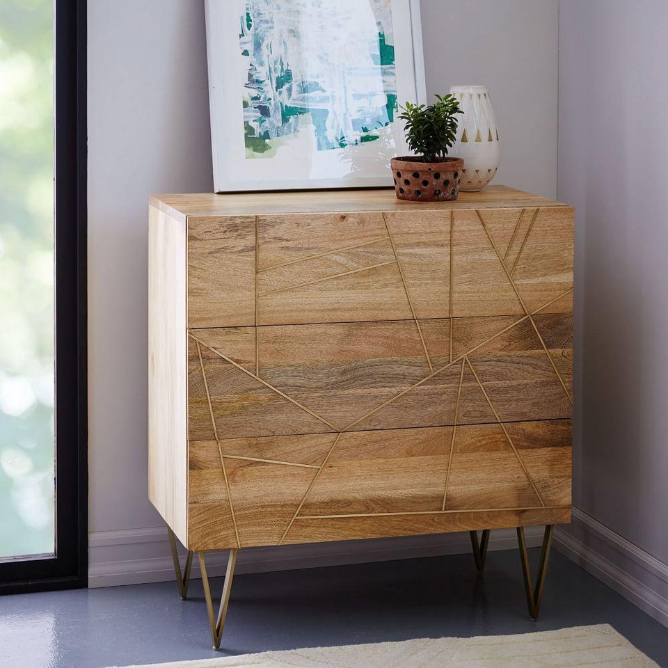 Roar + Rabbit™ Brass Geo Inlay 3Drawer Dresser west elm Australia